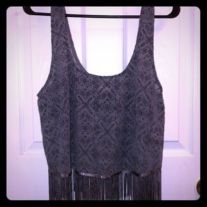 Sheer Fringe-Sparkle Embroidered Tank
